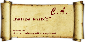 Chalupa Anikó névjegykártya