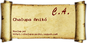 Chalupa Anikó névjegykártya